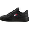 Sneaker TOMMY JEANS "TJM RETRO BASKET ESS", Herren, Gr. 44, schwarz, Leder, Textil, unifarben, sportlich, Schuhe, Freizeitschuh, Halbschuh, Schnürschuh, im Basket-Style