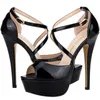 2024 Damen Sandalen 14cm Plattform High Heels sexy Knöchel riemen Sandale Open Toe Stilettos Party kleid Hochzeits schuhe plus Größe 44