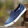 Denim-Herren-Segeltuchschuhe, Slip-On-Turnschuhe, männliche Wohnungen, atmungsaktive Slipper für Männer, 2025, Sommer-Trainer, hellschwarze Schuhe, Schuhe