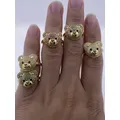 18 Karat vergoldete Mode bunte niedliche verstellbare Teddybär Ring für Frauen Mädchen Tier Aussage