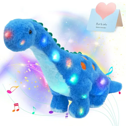 25cm Dinosaurier führte Licht musikalische Stofftiere leuchtende Geschenk glühende niedliche Kissen