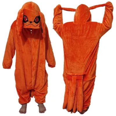 Uzumaki Bijuu Kurama Kyuubi Cosplay Kostüm Erwachsene Unisex Kigurumi Pyjamas Flanell Overall Image