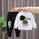 Herbst Baby Mädchen Baumwolle Kleidung Kinder Junge Bär Cartoon Pullover Pullover und Hose Set Kind