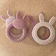 Neue Design Baby Kaninchen Baby Spielzeug Food Grade Sicher Silikon Zahnbürste Beißring Spielzeug