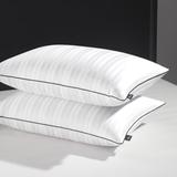 2-Piece Luxury Bamboo-Shell Feather Pillows - Classic Vertical Stripes