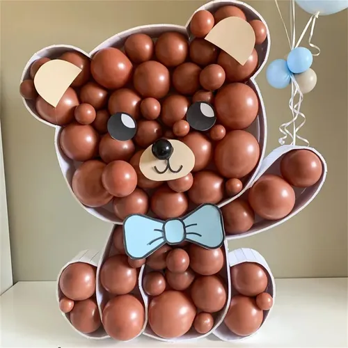 104cm Teddybär Luftballons Füllung Box Mosaik Rahmen Ballon Stehen Baby Dusche Geburtstag Junge