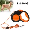8 m 50 kg Hundeleine, einziehbares Roulette-Halsband für kleine und große Hunde, Zubehör, verstellbar, langlebig, zum Gehen, Wandern, Bulldoggen-Seil
