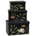 3/Set Leafy Floral File Boxes - 6” high x 9.5” wide x 5.5” deep