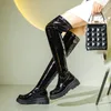 GIGIFOX Frauen Oberschenkel Hohe Chunky Ferse Stiefel Plattform Lace Up Punk Gothic Über Die Knie Stiefel Casual Vintage Schuhe Große größe 43