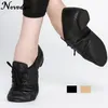 Damen-Jazz-Tanzschuhe aus Leder, Schnürstiefel, Übungs-Yoga-Schuhe, weiche und leichte Jazz-Stiefel, Hip-Hop-Sneaker