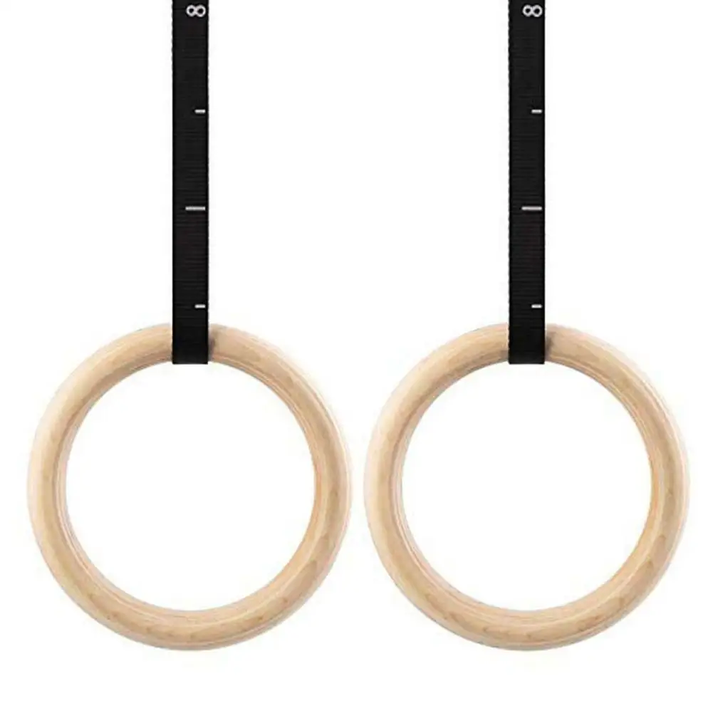 Holz Gymnastic Ringe 28/32mm Übung Fitness Ringe Gym Pull Ups Schnallen Innen Yoga Crossfit Festigkeit Ausbildung Ringe gimnasia Image