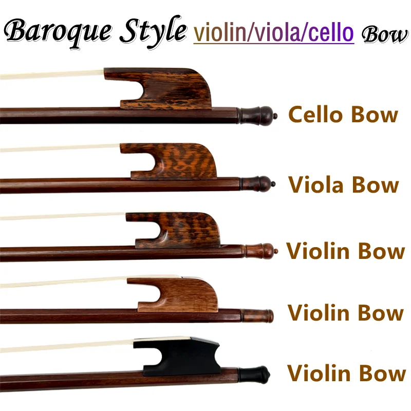 Top-Qualität Barock-Stil Blackwood Snakewood 4/4 Violine Viola Cello Bogen Geigenbogen, sibirisches Schachtelhalm Rosshaar, Violinteile Image