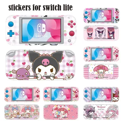 Hallo Kitty Mymelody Kuromi Aufkleber Haut Full Body Schutzhülle für Nintendo Schalter Lite Konsole Image