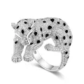 Zoca Luxus große 925 Sterling Silber schwarz Fleck Leoparden ringe Zirkon Stein Tier Panther Ringe