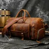 Vintage Crazy Horse leder Reisetasche Mit Schuh Tasche 20 zoll große kapazität Echt Leder Wochenende