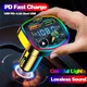 Auto Bluetooth 5 0 Ladegerät FM Transmitter MP3 Musik Player PD 18W Typ-C Dual USB 4 2 EINE Bunte