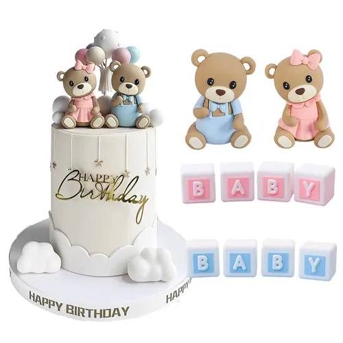 3d Teddybär Kuchen deckel Mini Bär Kuchen Dekorationen Junge Mädchen 1. Geburtstags feier