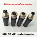 M8 3 pins 4 pins sensor stecker wasserdicht male & female stecker schraube gewinde kupplung 3 4 Pin