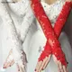 Großhandel Lange Weiß Elfenbein Rot Spitze Handschuhe für Braut Blume mit frauen Hochzeit Handschuhe