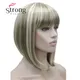 StrongBeauty Kurze Gerade Blonde Hervorgehoben Bob mit Pony Synthetische Perücke Schwarz Braun Rot