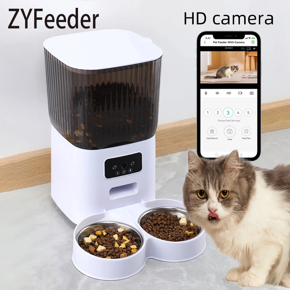 5L Futternapf für Haustiere mit Kamera, automatischer Futternapf für Katzen, intelligenter Futternapf für Hunde, WiFi-Timing, quantitativer Futternapf aus Edelstahl Image