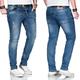 Slim-fit-Jeans ALESSANDRO SALVARINI "ASCatania" Gr. W33 L30, Länge 30, blau (as, 160, used) Herren Jeans Slim Fit