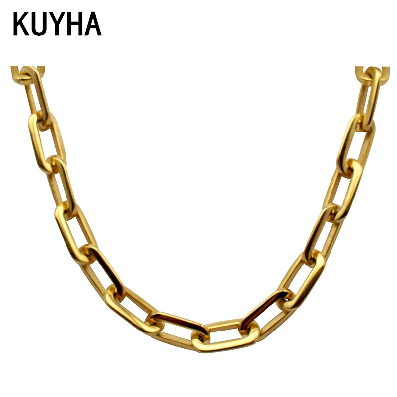 Casual Mirror polish silver Never fade 316L stainless steel long square chain connected box chain link necklace for women 47.5cm