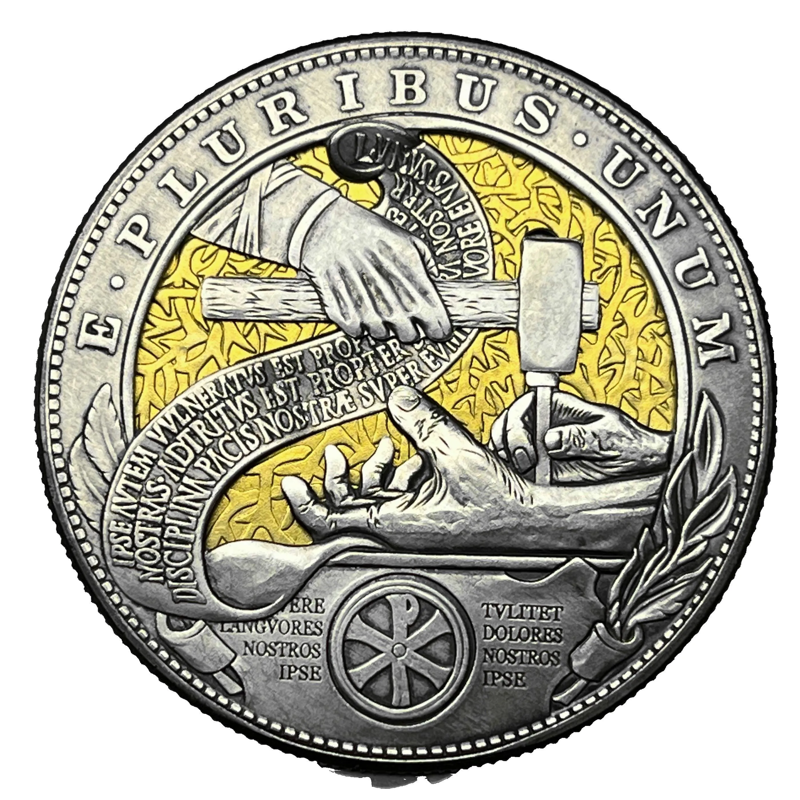 Beweglicher Mechanismus-Münze Die Hand des Erlösers Roman Boteen Art Hobo Nickel Magic Coin Sammlerstück Allerheiligen/Weihnachtsgeschenke Image