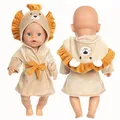 Reborn Baby Puppe Kleidung Cartoon Lion Bademantel für 43 Cm Puppen Kleidung Rosa Kaninchen