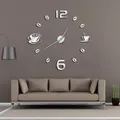 Cafe DIY große Wanduhr rahmenlose riesige Wanduhr modernes Design Café Kaffeetasse Kaffeebohne Wand