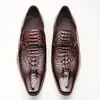 Mode Männer Casual Leder Schuhe Krokodil Muster Luxus Kleid Schuhe Slip-on Hochzeit Schuhe Leder Brogues Große Größe 38-48