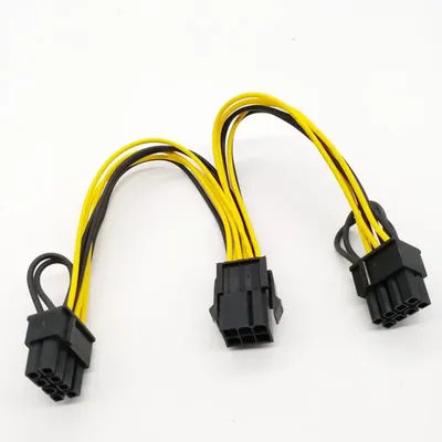 PCI-E 6-pin zu Dual 6 + 2-pin (6-pin/8-pin) power Splitter Kabel Grafikkarte PCIE PCI Express 6Pin Image
