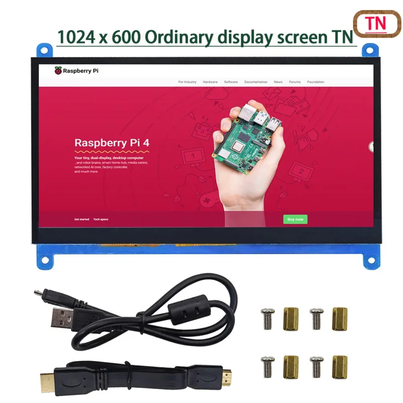 7-Zoll-LCD-Display HDMI-kompatibler Touchscreen 1024 x 600 Auflösung kapazitiver Touchscreen-Unterstützungssysteme für Raspberry Pi TN Image