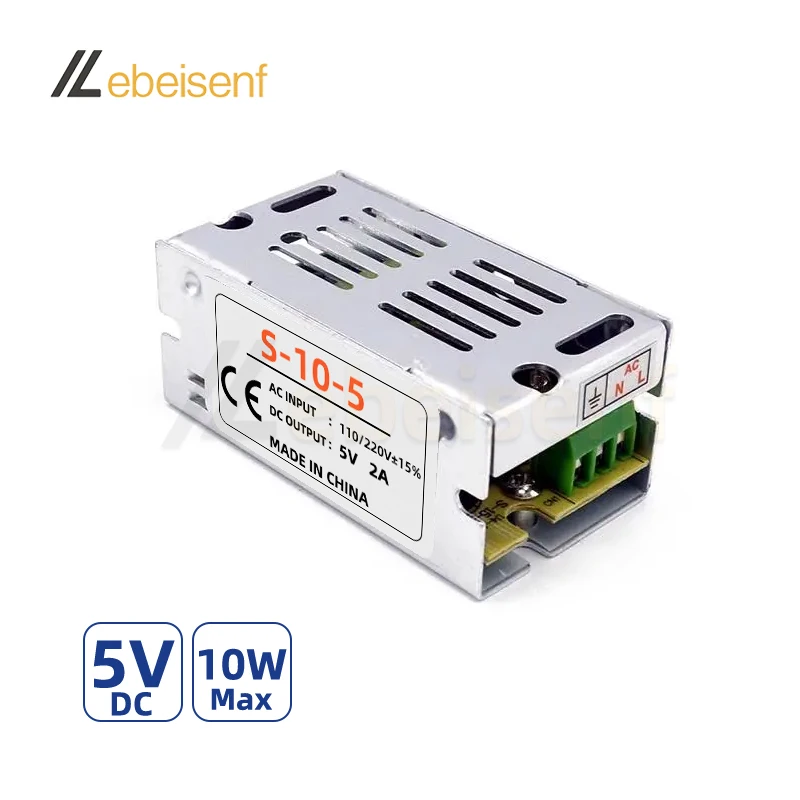 Mini-AC/DC-Schaltnetzteil, 5 V, 10 W, 2 A, LED-Antrieb, Beleuchtungstransformator, 110 V, 220 V AC zu DC, 5 Volt, 10 Watt, 2 Ampere Spannungswandler Image