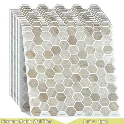 WODECOR Wasserdichte Backsplash-Tapete für Badezimmer und Küche, sechseckige Image