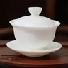 Chinesische Gaiwan Tee-Set Kung Fu Weiß Keramik Gaiwan Weiß Teegeschirr Sancai Tee Tasse