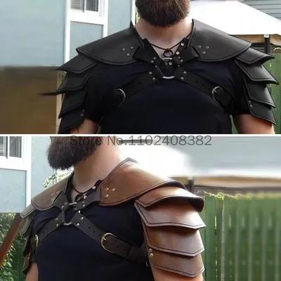 Mittelalter liche Wikinger Gladiator Krieger Leder Paulrone Doppels ch ulter Rüstung Spaulder Samurai Ritter Cosplay Kostüm Requisiten für Männer Image