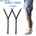 Mens Y Form Einstellbare Elastische Shirt Halter Straps Socke Nicht-slip Schellen Bein Hosenträger