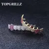 TOPGRILLZ Hip Hop Grills Gold Silber Farbe Iced Out Micro Pave Volle CZ Zähne Grillz Bottom Grills Charme Für Männer Frauen Schmuck
