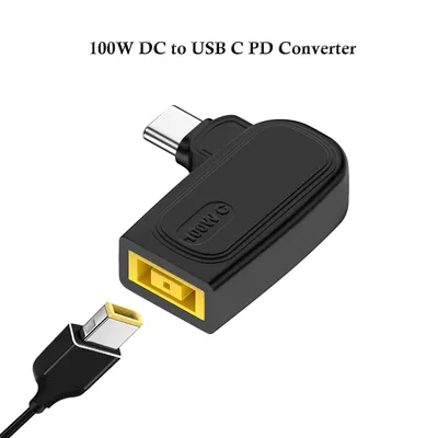 100 W DC-Vierkantstecker für Lenovo Laptop-Ladegerät zu USB C PD Netzteil Konverter Typ C Schnellladekabel für MacBook Image