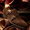 Neue braune Slipper Herde Doppels chnalle Mönch Schuhe schwarz quadratische Zehen Slip-On Geschäfts leute Kleid Schuhe Größe 38-46 versand kostenfrei