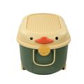 Toy Storage Box Multi Purpose Cute Duck Cover Plastic Clothes Organize Box with Wheel for Children Green (Large)