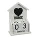 Manual Calendar Creative Wooden Perpetual Calendar House Shaped Decorative Calendar Stand (Big House White)