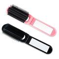 2PCS Foldable Comb with Mirror Anti-static Pocket Hairbrush Compact Size Portable Hair Brush for Curly Thin Long Short Wet Dry Hair