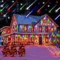 LED Meteor Shower Lights Outdoor 12inch 10 Tube 360 LED Hanging Falling Rain Fairy String Lights Icicle Snow Falling Lights for Decoration (Colorful)