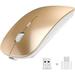 New Ultra Thin Wireless Mouse 2.4G Silent Laptop Mouse with Nano Receiver Ergonomic Wireless Mouse for Laptop Portable Mobile Optical Mouse ( Gold) for Laptop PC Computer Notebook Mac