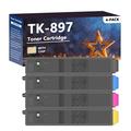 TK897 TK-897 Toner Cartridge Compatible for Kyocera TK897 K C M Y Toner Work with Kyocera FS-C8020MFP C8025MFP C8520MFP C8525MFP Printers 4 Pack(KCMY)