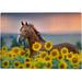 1000 PCS Jigsaw Puzzles 29.5 x 19.7 Artwork Gift for Adults Teens Horse On The Sunflower Field Wooden Puzzle Games