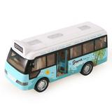 Lxtoys Classic Bus Model Toy Car Plastic Model Toy Pull Back Action Car for Toddlers Kids Boys Girls Light Blue