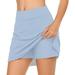 GUIGUI Women s Mini Skirt Womens Casual Solid Tennis Skirt Yoga Sport Active Skirt Shorts Skirt Casual Flowy Skirt(Light Blue Size-L)